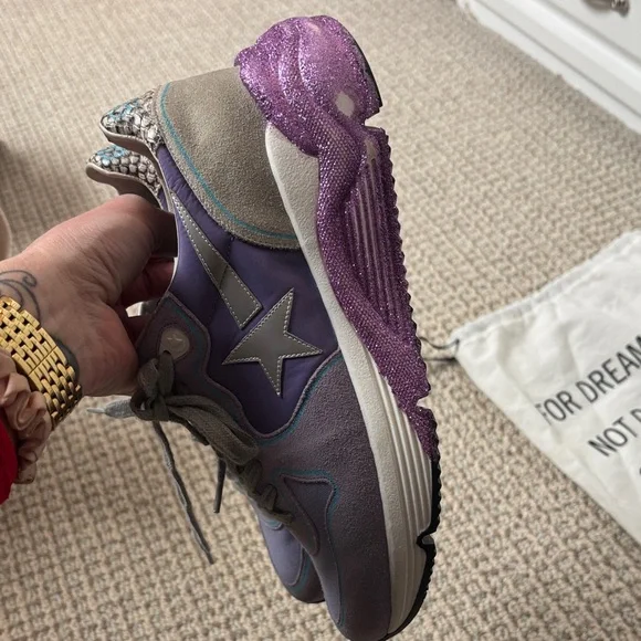 Golden Goose Lavender and Silver Sneakers - Picture 5 of 12